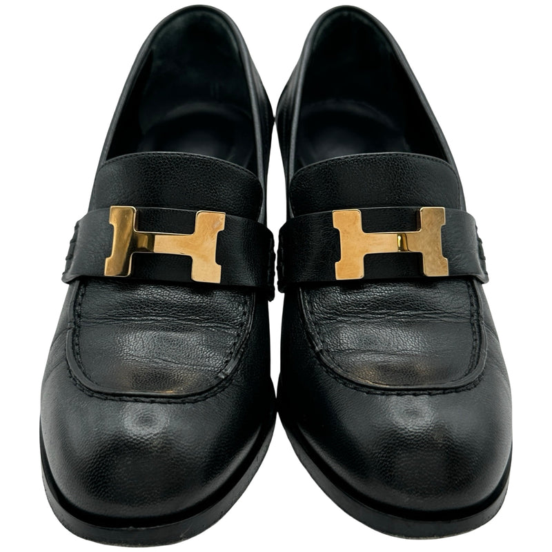 エルメス HERMES ドーフィンコンスタンスヒールローファー ブラック