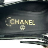 シャネル CHANEL ストラップヒールパンプス ブラック レザー レディース パンプス