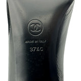 シャネル CHANEL ストラップヒールパンプス ブラック レザー レディース パンプス