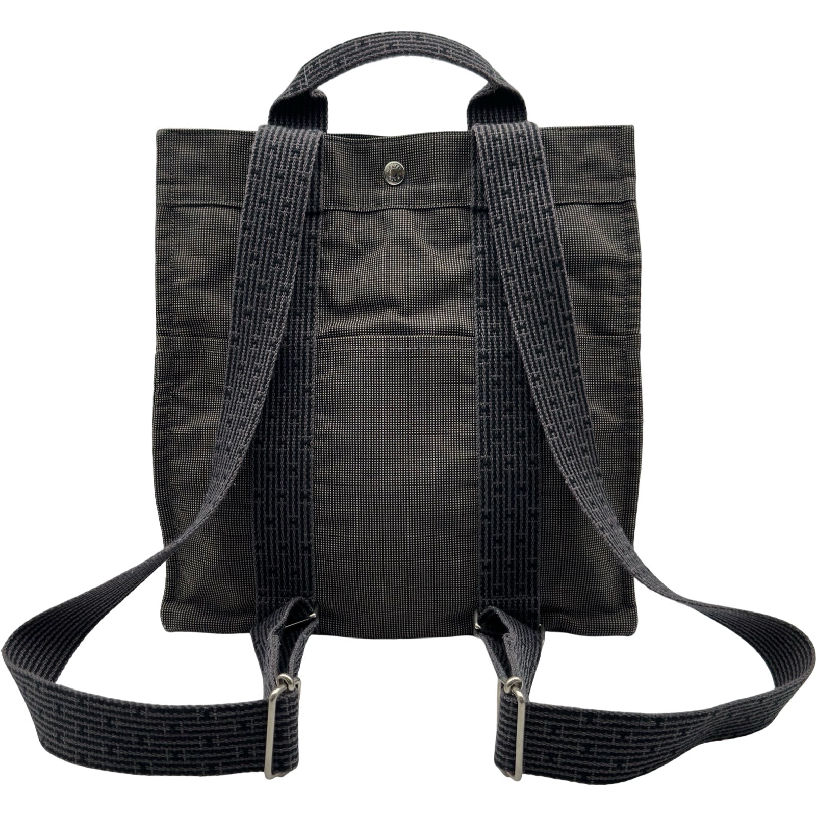 エルメス HERMES エールラインアドPM グレー ナイロンキャンバス 