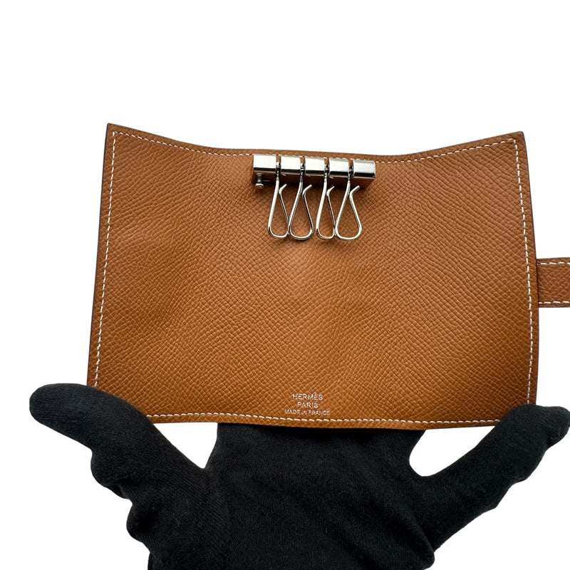 エルメス HERMES ベアン4連キーケース U刻 ゴールド/シルバー金具