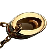 エルメス HERMES ポップH ミニネックレス ブラック/ピンクゴールド メタル エナメル ペンダント アクセサリー レディース