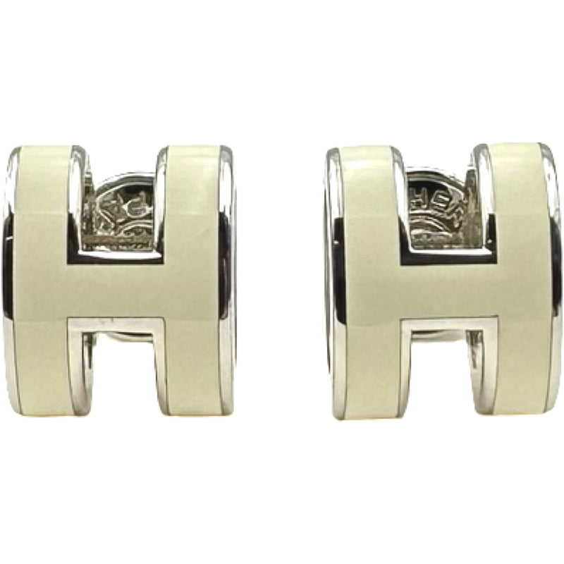 HERMES エルメス ポップアッシュ Hピアス シルバーホワイト エルメス HERMES ポップH ミニピアス ホワイト/シルバー メタル