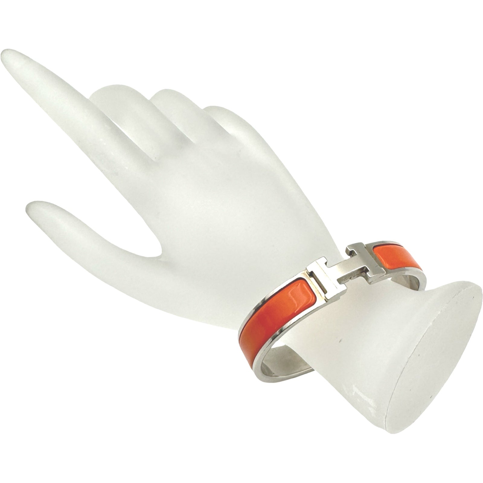 エルメス HERMES クリッククラック PM オレンジ/シルバー メタル