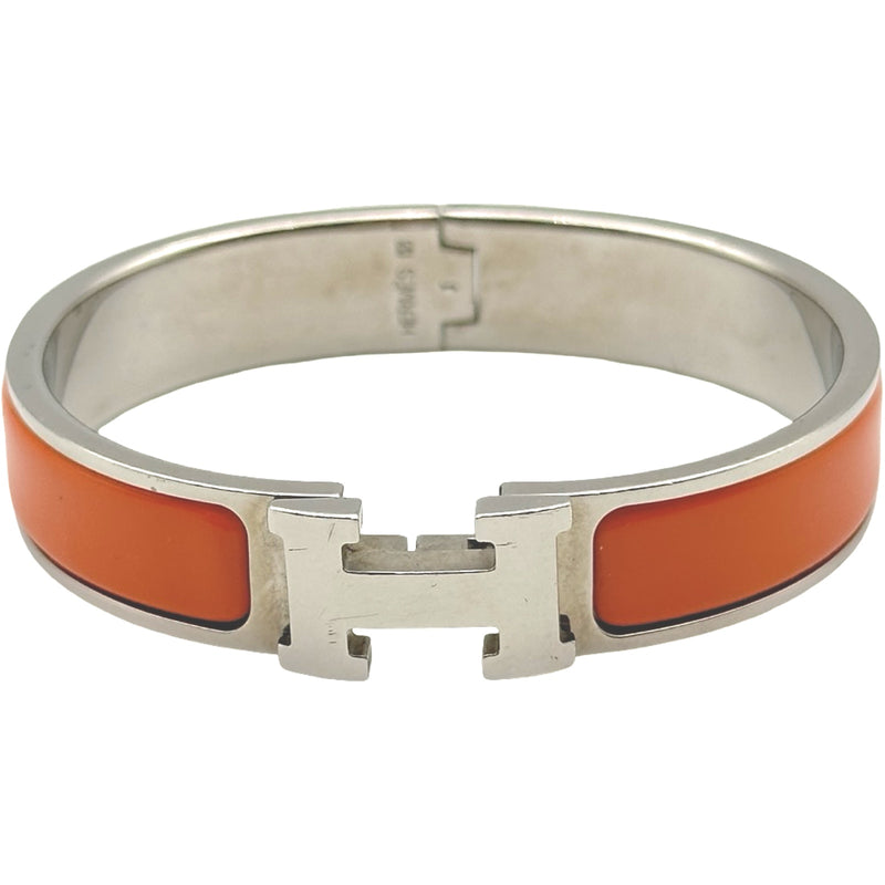 エルメス HERMES クリッククラック PM オレンジ/シルバー メタル