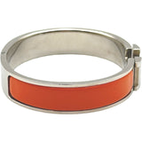 エルメス HERMES クリッククラック PM オレンジ/シルバー メタル エナメル バングル ブレスレット アクセサリー レディース