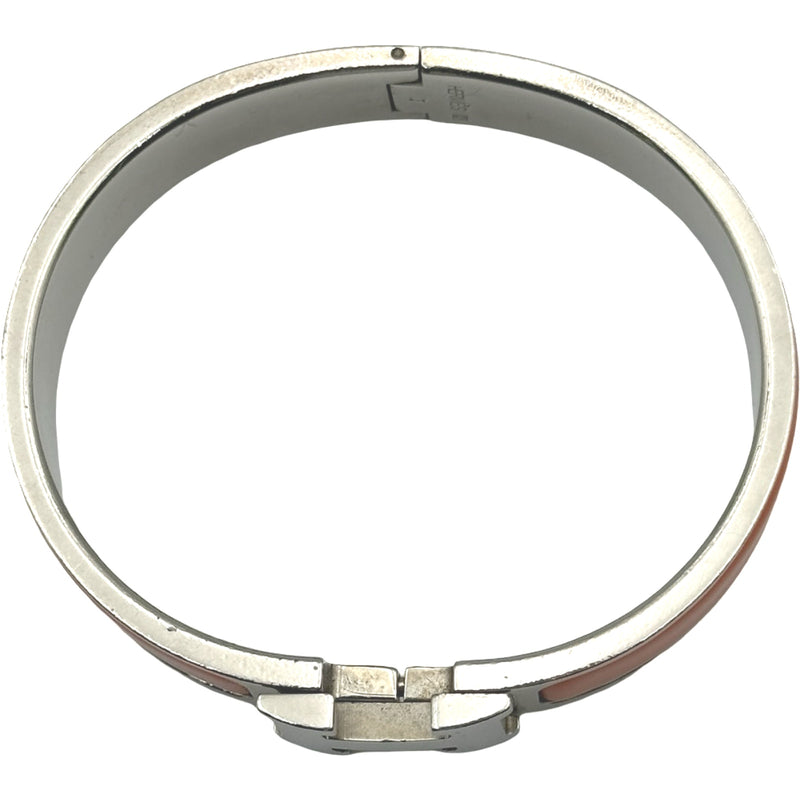 超美品✨グッチ　エナメル　バングル　ブレスレット　シルバーメタル エルメス HERMES クリッククラック PM オレンジ/シルバー メタル