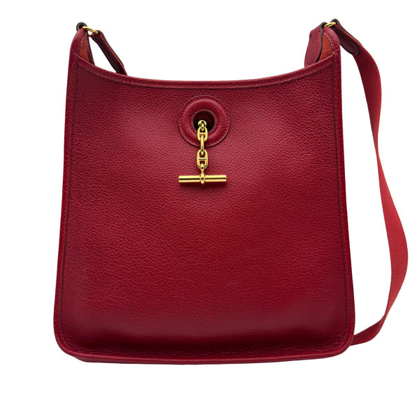 HERMES エルメス ヴェスパ GM 肩掛け レッド ショルダーバッグ エルメス HERMES ヴェスパPM □C刻 ルージュアッシュ/ゴールド金具