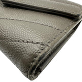 サンローラン SAINT LAURENT モノグラム マルチフォールドウォレット 692061 グレー グレインレザー レディース 三つ折り財布