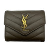 サンローラン SAINT LAURENT モノグラム マルチフォールドウォレット 692061 グレー グレインレザー レディース 三つ折り財布