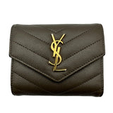 サンローラン SAINT LAURENT モノグラム マルチフォールドウォレット 692061 グレー グレインレザー レディース 三つ折り財布