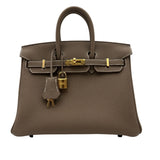 エルメス HERMES バーキン25 エトゥープ/ゴールド金具 トゴ レディース ハンドバッグ