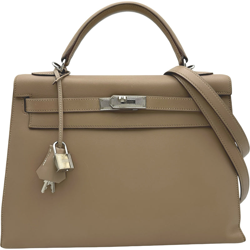 エルメス HERMES ケリー32 外縫い □R刻 アルジル ギロッシュシルバー