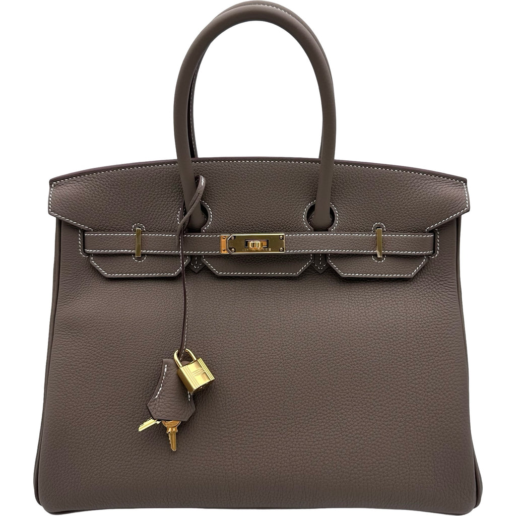 エルメス HERMES バーキン35 K刻印 エトゥープ ゴールド金具 トゴ