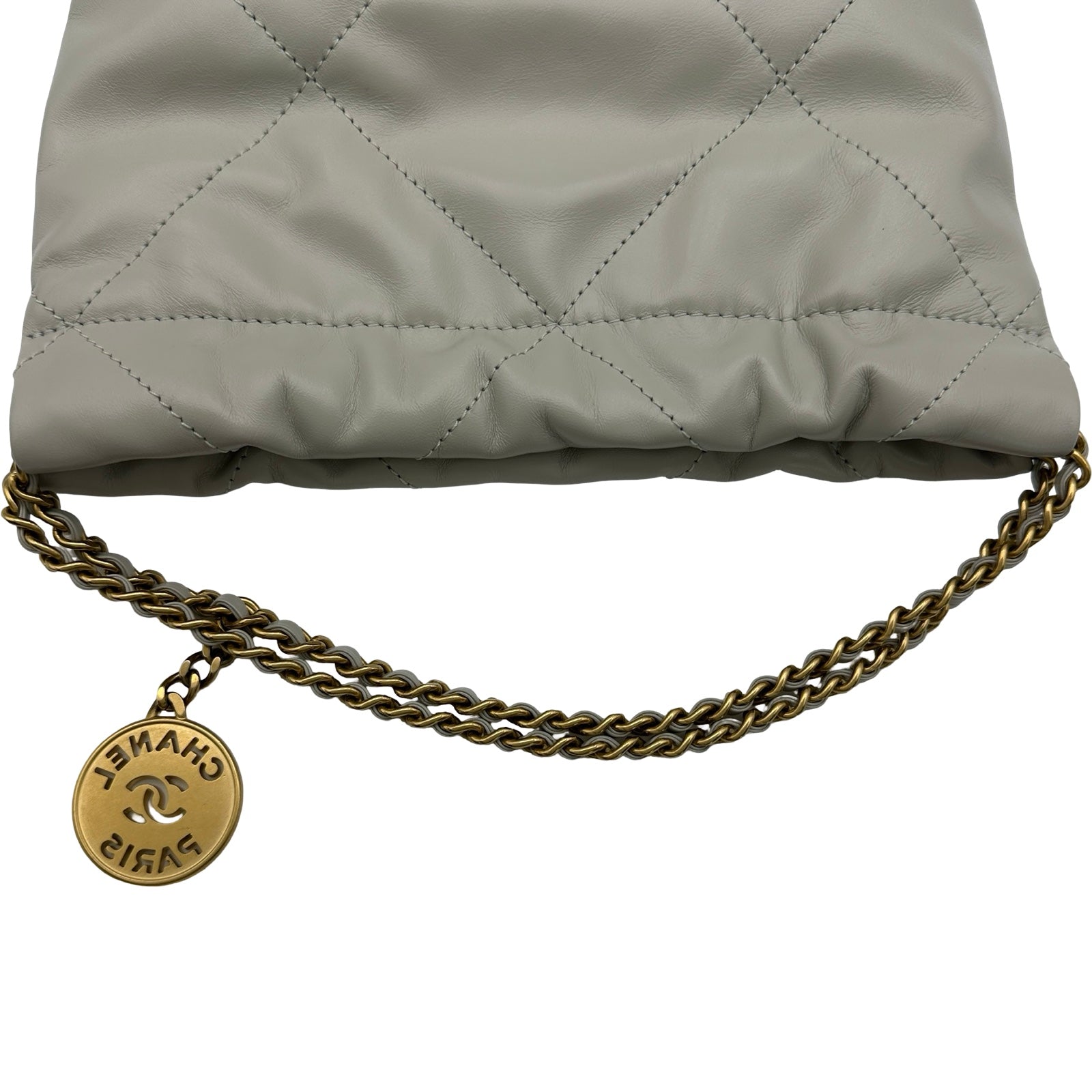 シャネル CHANEL シャネル22ミニ AS3980 グレー ゴールド金具 シャイニーカーフ レディース ショルダーバッグ シャネル CHANEL シャネル22ミニ AS3980 グレー ゴールド金具