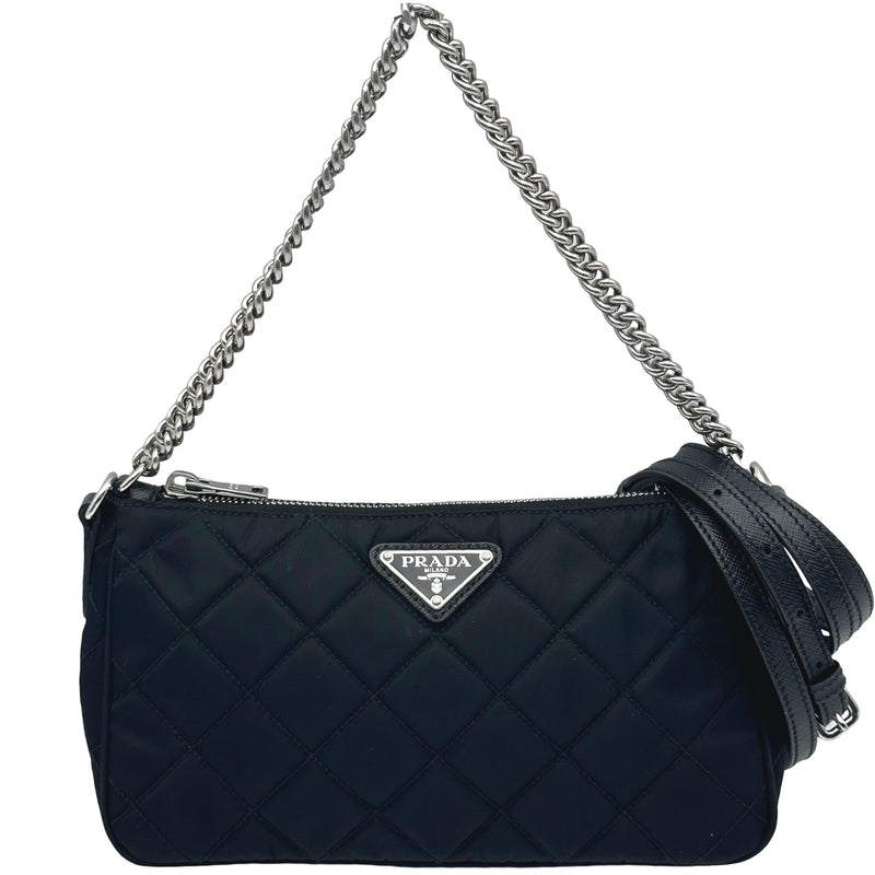 PRΑdA キルティングショルダーバッグ ブラック プラダ PRADA トライアングルロゴ キルティングショルダー 1BH026