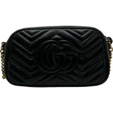 グッチ GUCCI GGマーモントスモールショルダー 447632 ブラック レザー レディース ショルダーバッグ