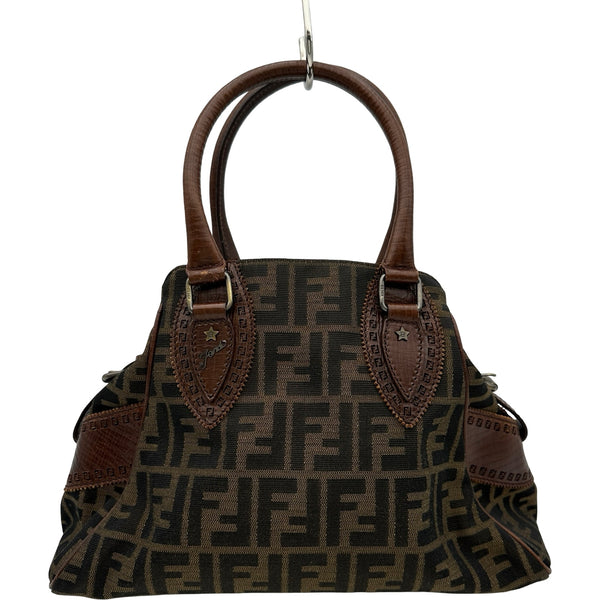 フェンディ FENDI ズッカハンドバッグ 8BN157 ブラウン ジャガード