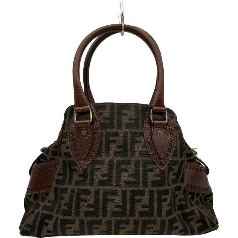 フェンディ FENDI ズッカハンドバッグ 8BN157 ブラウン ジャガード