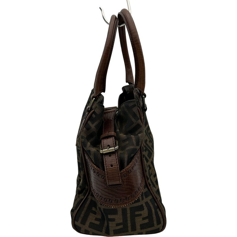 フェンディ FENDI ズッカハンドバッグ 8BN157 ブラウン ジャガード