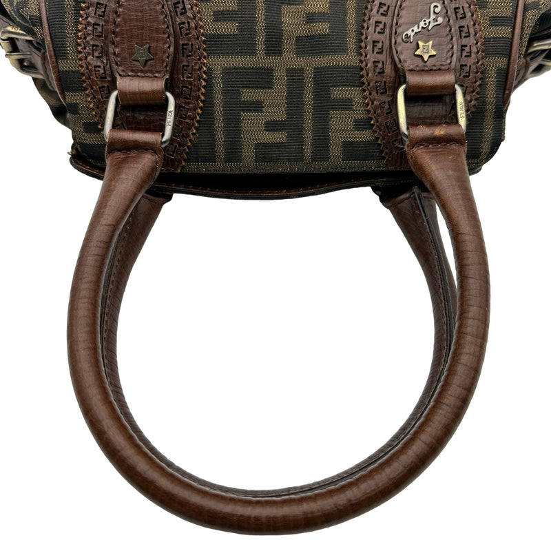 フェンディ FENDI ズッカハンドバッグ 8BN157 ブラウン ジャガード
