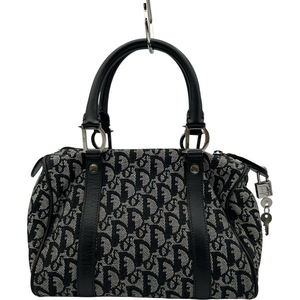 極美品　クリスチャンディオール　ボストンバッグ　トロッター柄　オーバル　黒 クリスチャン・ディオール Christian Dior トロッターボストン