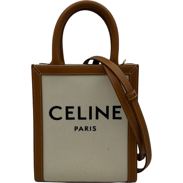 セリーヌ CELINE バーティカルカバ ミニ 193302 ナチュラル/タン ゴールド金具 キャンバス/カーフ レディース ショルダーバッグ セリーヌ CELINE バーティカルカバ ミニ 193302 ナチュラル/タン