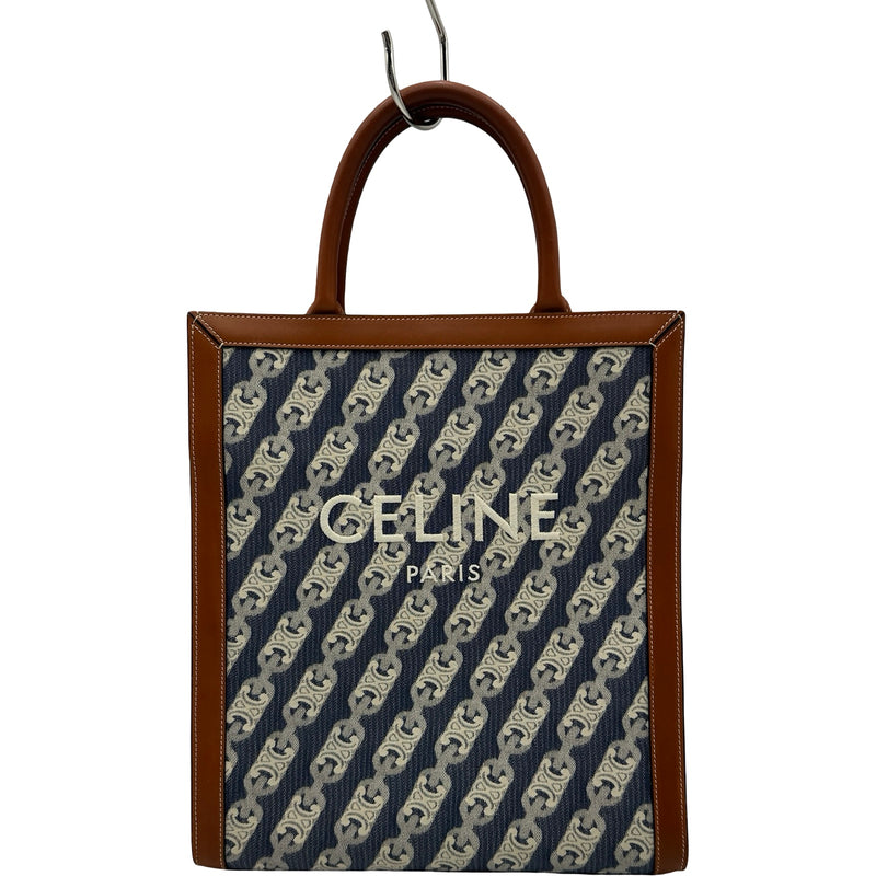 セリーヌ ネイビー ロゴ金具　ショルダーバッグ セリーヌ CELINE バーティカルカバススモール ネイビー ゴールド金具