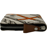 エルメス HERMES スティープルコンパクトウォレットPM □Q刻 ブラウン/ベージュ シルバー金具 トワル レディース 長財布