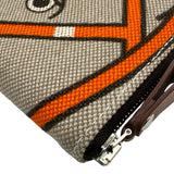 エルメス HERMES スティープルコンパクトウォレットPM □Q刻 ブラウン/ベージュ シルバー金具 トワル レディース 長財布