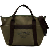 エルメス HERMES サッックドパンサージュ X刻印 (2016年製) カーキ シルバー金具 トワル ユニセックス トートバッグ
