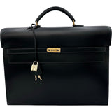 エルメス HERMES ケリーデペッシュ38 □E刻印 ブラック ゴールド金具 ボックスカーフ メンズ ハンドバッグ