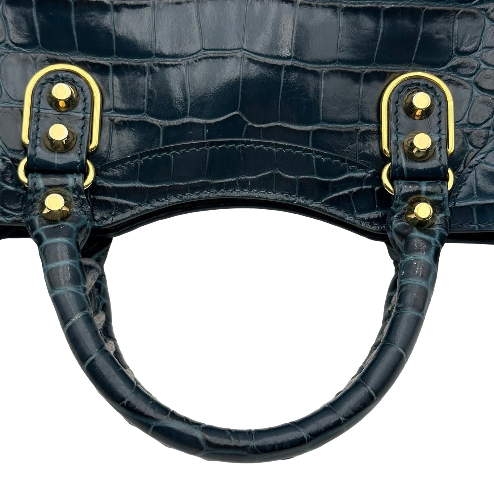 バレンシアガ BALENCIAGA クラシックメタリックエッジミニシティ 390160 ネイビー クロコ型押し/レザー レディース ショルダーバッグ バレンシアガ BALENCIAGA クラシックメタリックエッジミニシティ