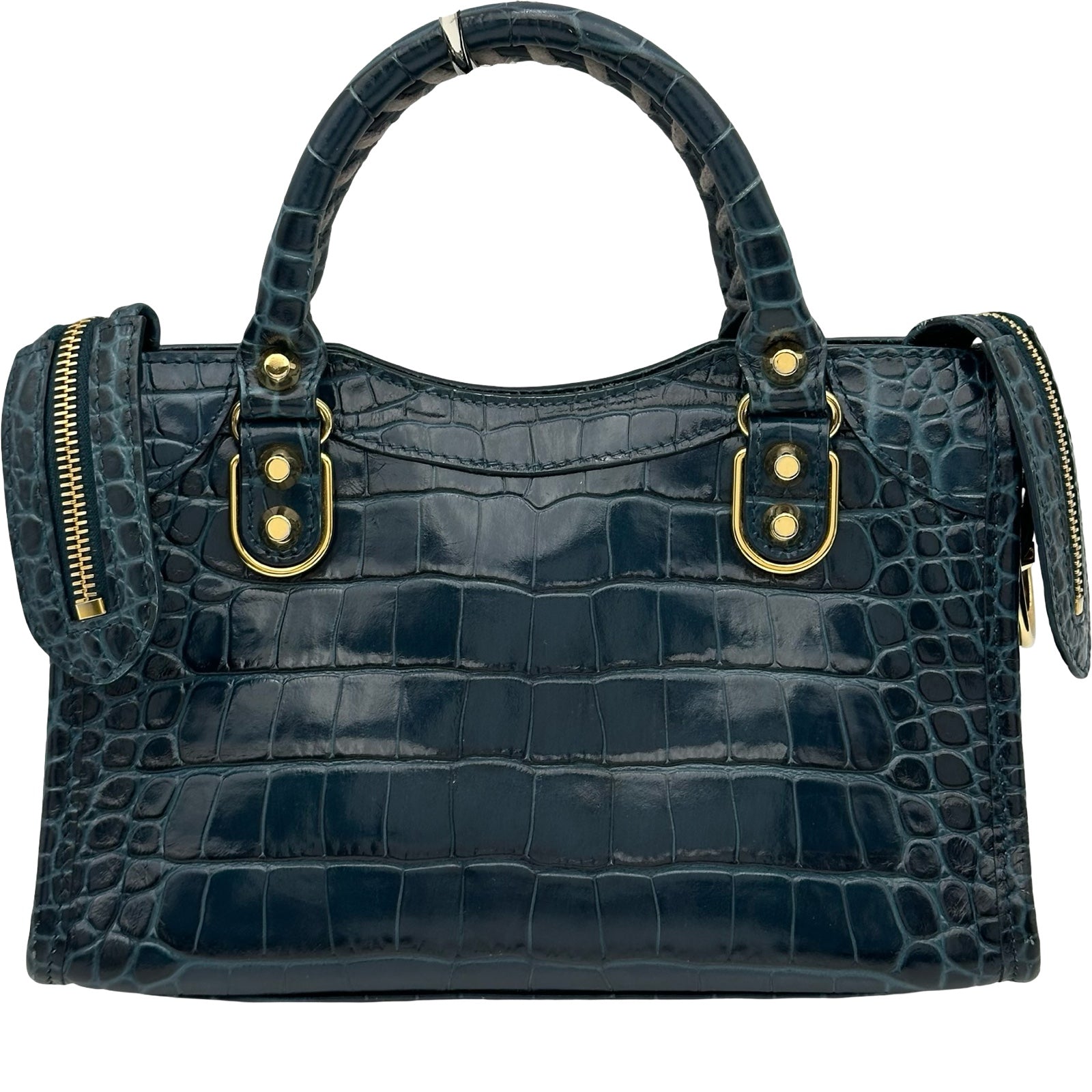 バレンシアガ BALENCIAGA クラシックメタリックエッジミニシティ 390160 ネイビー クロコ型押し/レザー レディース ショルダーバッグ バレンシアガ BALENCIAGA クラシックメタリックエッジミニシティ
