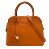 エルメス HERMES ボリード31 □H刻 オレンジ シルバー金具 シェーブル レディース ハンドバッグ