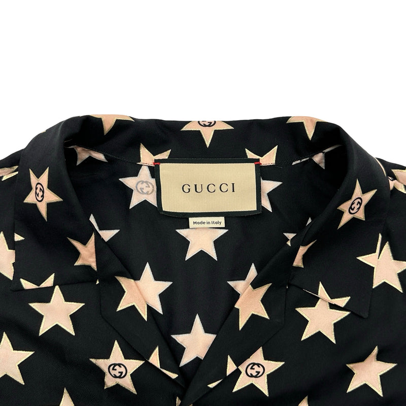 グッチ GUCCI インターロッキングG半袖シルクシャツ 694124 ブラック