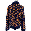 ルイ・ヴィトン LOUIS VUITTON モノグラム総柄ニットカーディガン HON46W ネイビー ウール メンズ カーディガン