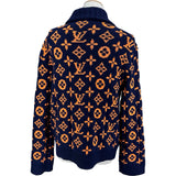 ルイ・ヴィトン LOUIS VUITTON モノグラム総柄ニットカーディガン HON46W ネイビー ウール メンズ カーディガン