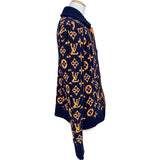 ルイ・ヴィトン LOUIS VUITTON モノグラム総柄ニットカーディガン HON46W ネイビー ウール メンズ カーディガン