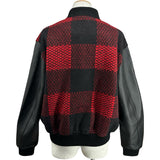 ルイ・ヴィトン LOUIS VUITTON ダミエ バーシティ レザー切替ブルゾン HRL83E レッド レザー/ウール メンズ ブルゾン