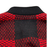 ルイ・ヴィトン LOUIS VUITTON ダミエ バーシティ レザー切替ブルゾン HRL83E レッド レザー/ウール メンズ ブルゾン