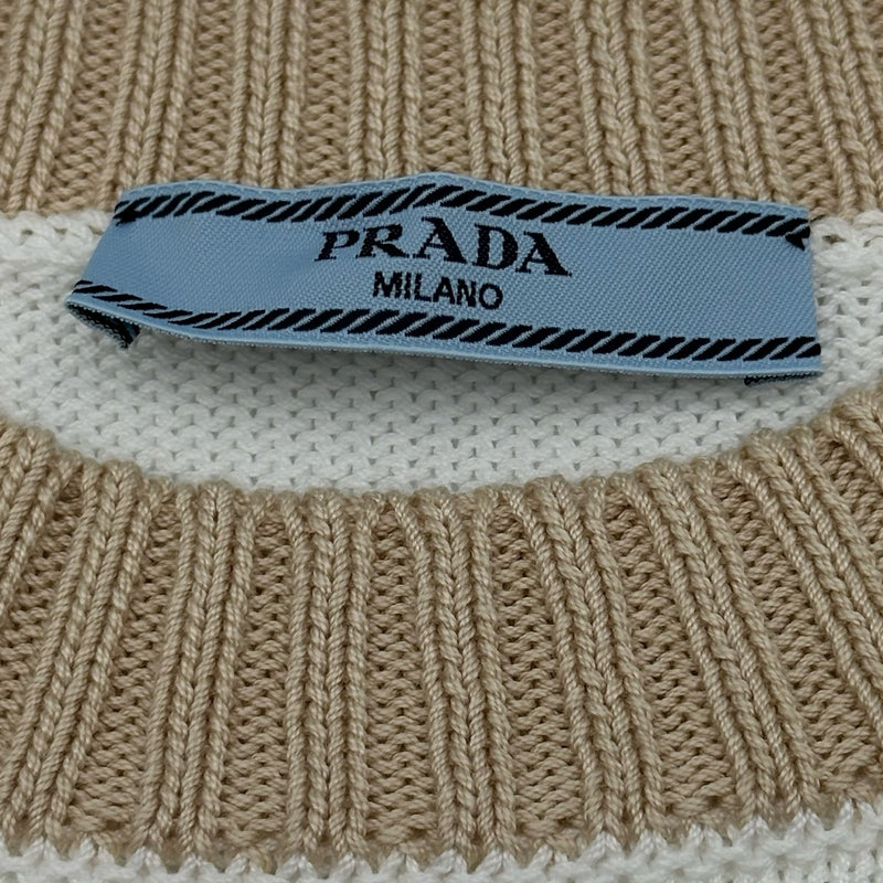 プラダ PRADA ロゴ刺繍クロップド半袖ニットセーター P24I1R ホワイト
