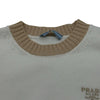 プラダ PRADA ロゴ刺繍クロップド半袖ニットセーター P24I1R ホワイト コットン レディース セーター