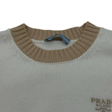 プラダ PRADA ロゴ刺繍クロップド半袖ニットセーター P24I1R ホワイト コットン レディース セーター