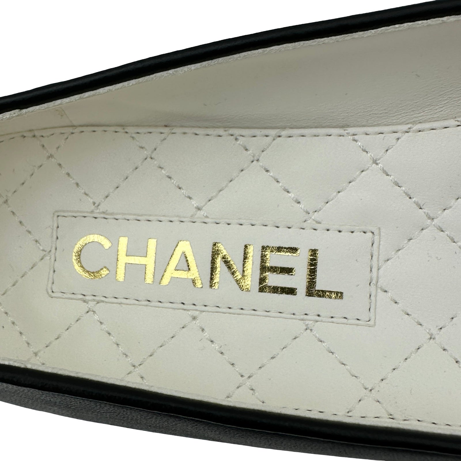 シャネル CHANEL ココマークチェーンフラットパンプス G38986 ブラック