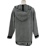 クリスチャン・ディオール Christian Dior ハウンドトゥースフーデットニットパーカー 014S92AM035 ブラック カシミヤ レディース パーカー