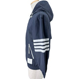 トムブラウン THOM BROWNE NEW YORK リップストップメッシュ 4BAR フード付きジャケット MJT309A ネイビー ナイロン メンズ ナイロンジャケット