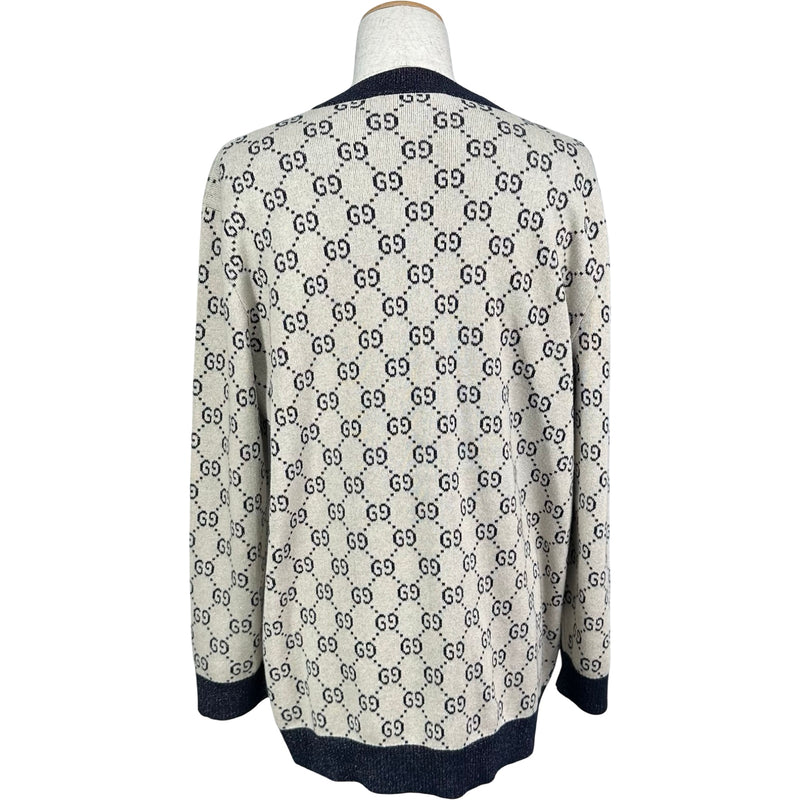グッチ GUCCI GG総柄ニットカーディガン 692727 ネイビー コットン