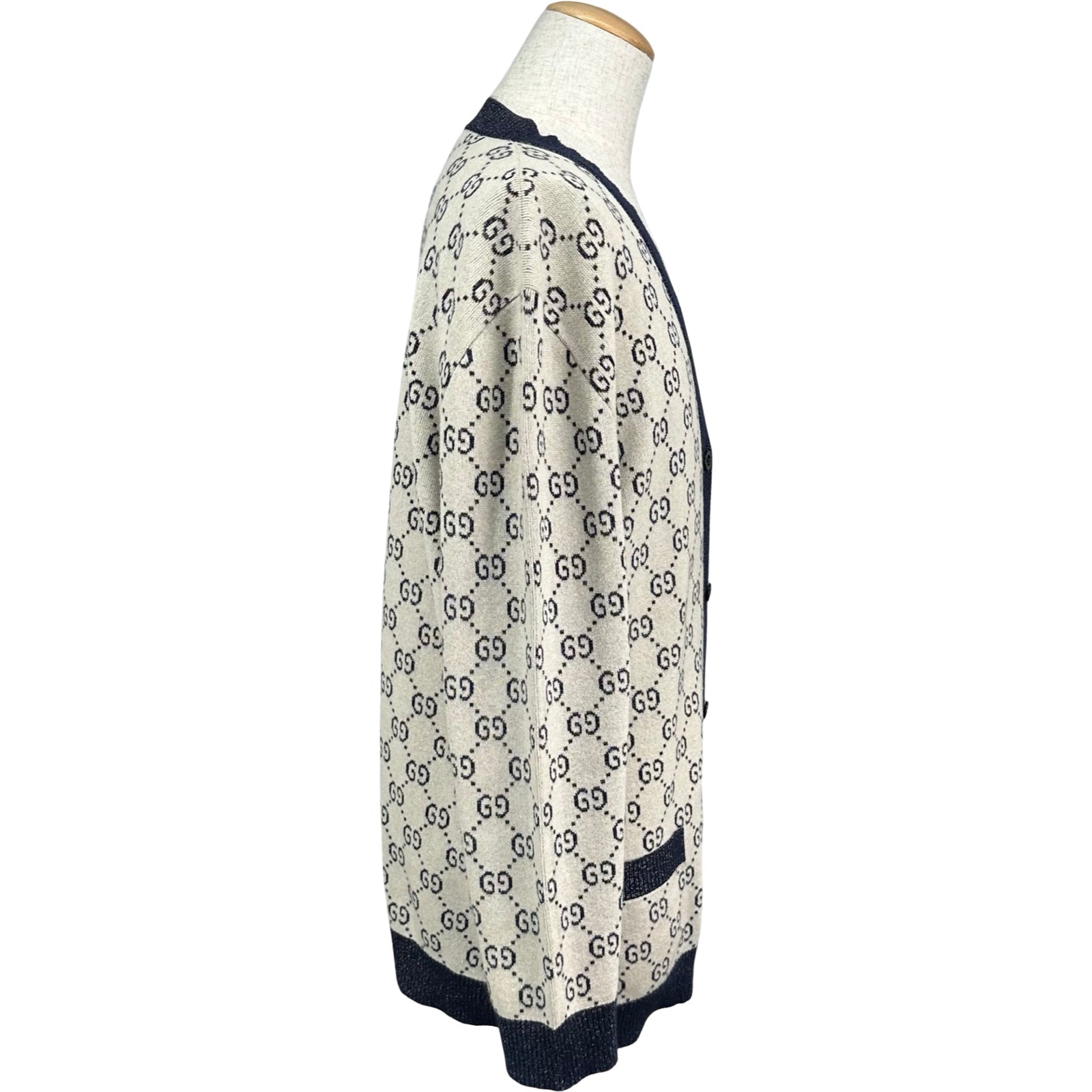 グッチ GUCCI GG総柄ニットカーディガン 692727 ネイビー コットン