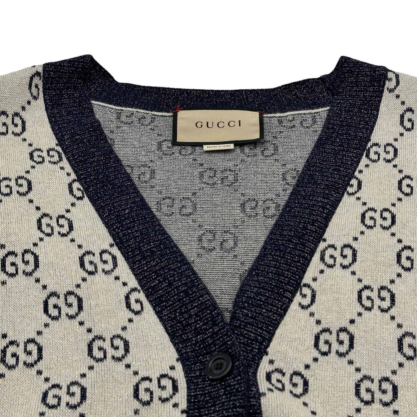 グッチ GUCCI GG総柄ニットカーディガン 692727 ネイビー コットン